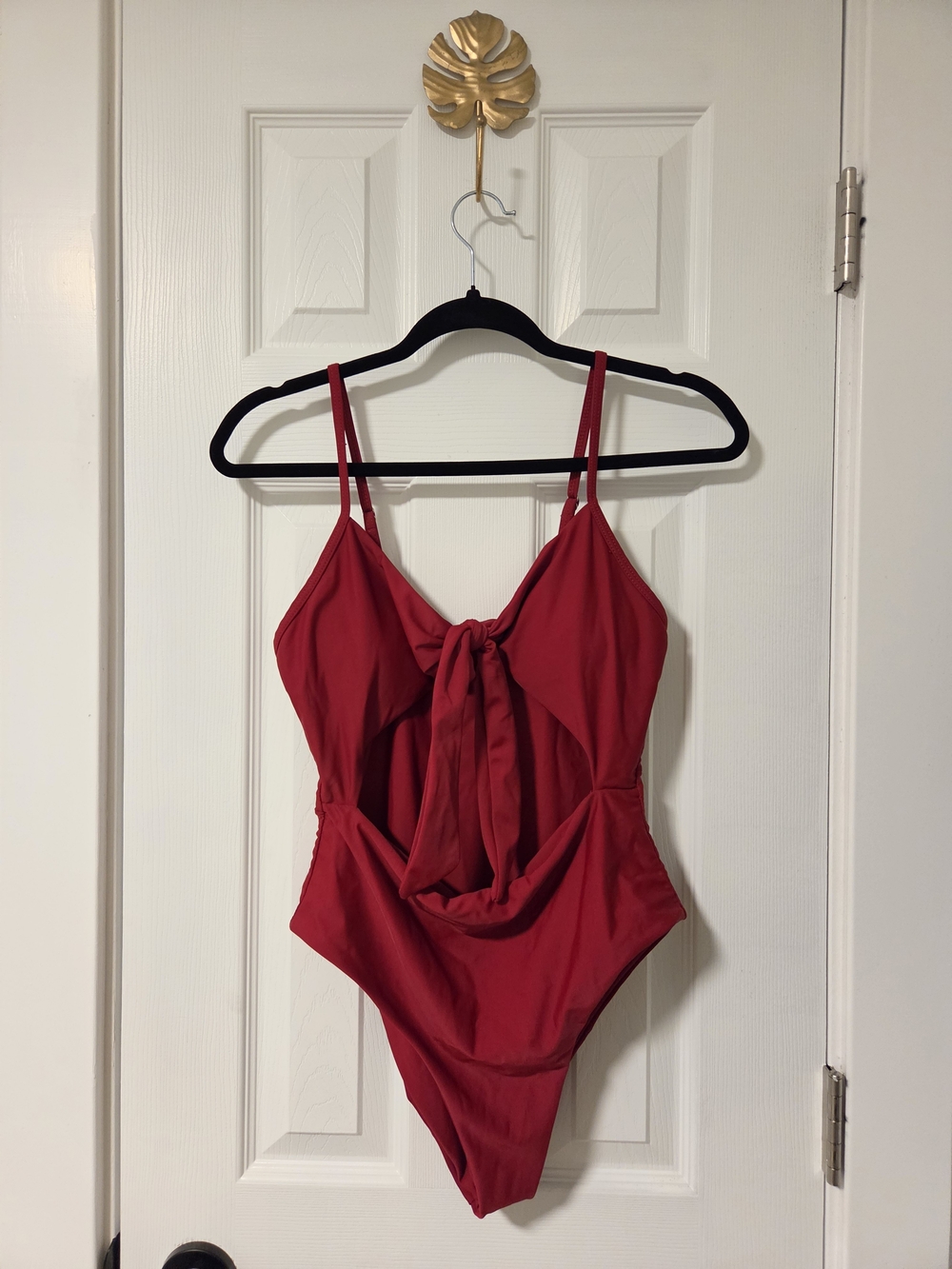RUUHEE Red Tie-Front Tummy Control One-Piece Swimsuit - Size M